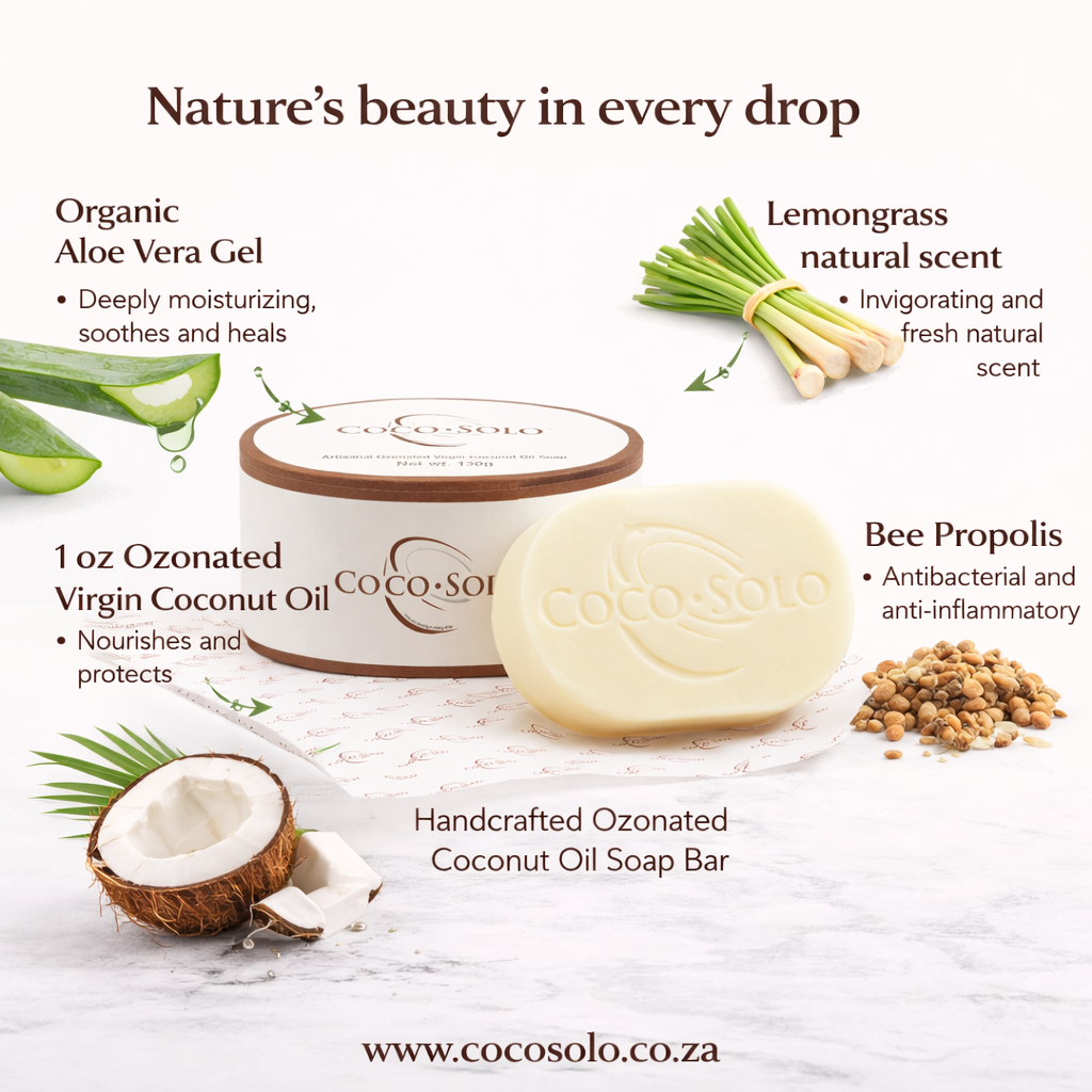 Coco Solo Artisanal Ozonated Coconut Oil Lemongrass Scented Soap Bar 130g