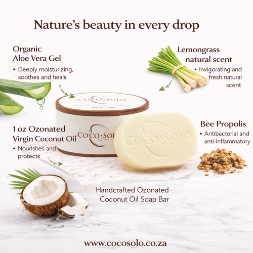 Coco Solo Artisanal Ozonated Coconut Oil Lemongrass Scented Soap Bar 130g